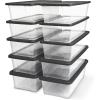 imageHOMZ 10Pack Snaplock Small Clear Plastic Storage Organizer Bins wLids 6 Quart Gray  Stackable Container Boxes for Bedroom Bathroom Garage and Office OrganizationGray Lid
