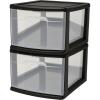 imageHOMZ 2Pack 1Drawer Storage Cart Clear Plastic Container 1425quot Wide Medium Black Frame  Organizing Drawer Containers for Home Bathroom Bedroom Office and ClassroomBlack frame with clear drawers