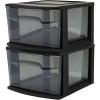 imageHOMZ 2Pack 1Drawer Storage Cart Clear Plastic Container 1425quot Wide Medium Black Frame  Organizing Drawer Containers for Home Bathroom Bedroom Office and ClassroomBlack frame with smoke tint drawers
