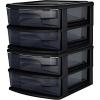 imageHOMZ 2Pack Drawer Storage Cart 2Tier Wide Clear Plastic Organizer Black Frame  Organizing Containers for Home Office Bathroom Bedroom and ClassroomBlack frame with smoke tint drawers