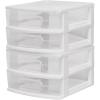 White frame with clear drawers
