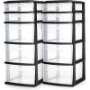 imageHOMZ 2Pack Drawer Tower 5Tier Clear Plastic Storage Organizer Unit Black Frame  MultiPurpose Container Drawers for Bedroom Bathroom and Office OrganizationBlack