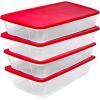 imageHOMZ 2Pack Holiday Tote Clear Plastic Storage Organizer Bins with Lids 41 Quart Red  Stackable Organizing Containers for Christmas Ornament Decorations Gift Wraps and Crafts4 Pack