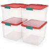 imageHOMZ 2Pack Latching Lid Large Clear Plastic Storage Bins with Lids 66 Quart Blue Latch  Stackable Container Boxes for Home Bathroom and Office OrganizationRed