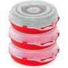 imageHOMZ 3Pack Seasonal Holiday Decorative Wreath Storage Organizer 24 Inch Red ampamp Clear  Round Plastic Christmas Decoration Holder for Wreaths and Garlands w 4Way Latches BuiltIn HandleRed