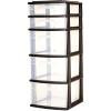 imageHOMZ 5Drawer Storage Cart Clear Plastic Drawers with Casters 1425quot Wide Medium White Frame  Organizing Drawer Containers for Home Bathroom Bedroom Office and ClassroomBlack