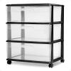 imageHOMZ Drawer Tower 3Tier Wide Clear Plastic Storage Organizer Cart Black Frame  Organizing Containers with Wheels for Home Bathroom Bedroom Office and ClassroomBlack Frame