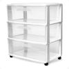 imageHOMZ Drawer Tower 3Tier Wide Clear Plastic Storage Organizer Cart Black Frame  Organizing Containers with Wheels for Home Bathroom Bedroom Office and ClassroomWhite Frame