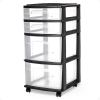 imageHOMZ Drawer Tower 4Tier Clear Plastic Storage Organizer Cart Black Frame  Rolling Drawer Containers with Wheels for Bathroom Bedroom Office and Classroom OrganizationClearBlack