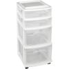 imageHOMZ Drawer Tower 4Tier Clear Plastic Storage Organizer Cart Black Frame  Rolling Drawer Containers with Wheels for Bathroom Bedroom Office and Classroom OrganizationWhite
