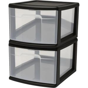 imageHOMZ 2Pack 1Drawer Storage Cart Clear Plastic Container 1425quot Wide Medium Black Frame  Organizing Drawer Containers for Home Bathroom Bedroom Office and ClassroomBlack frame with clear drawers