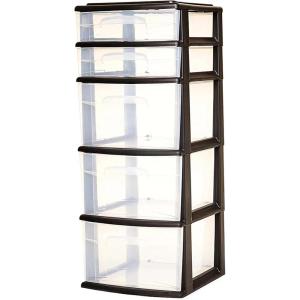 imageHOMZ 5Drawer Storage Cart Clear Plastic Drawers with Casters 1425quot Wide Medium White Frame  Organizing Drawer Containers for Home Bathroom Bedroom Office and ClassroomBlack