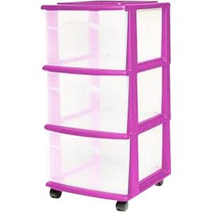 imageHOMZ Drawer Tower 3Tier Clear Plastic Storage Organizer Cart White Frame  HeavyDuty Organizing Drawers for Home Bedroom and Closet OrganizationPurple