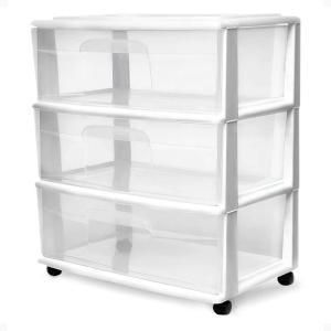imageHOMZ Drawer Tower 3Tier Wide Clear Plastic Storage Organizer Cart Black Frame  Organizing Containers with Wheels for Home Bathroom Bedroom Office and ClassroomWhite Frame