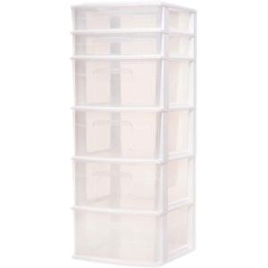 imageHOMZ Drawer Tower 6Tier Clear Plastic Storage Organizer Cart Black Frame  HeavyDuty Organizing Drawers for Home Bedroom and Closet OrganizationWhite